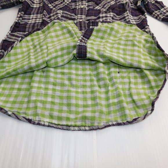 American Eagle Girls 10 Plaid Snap Front Shirt - Picture 3 of 7
